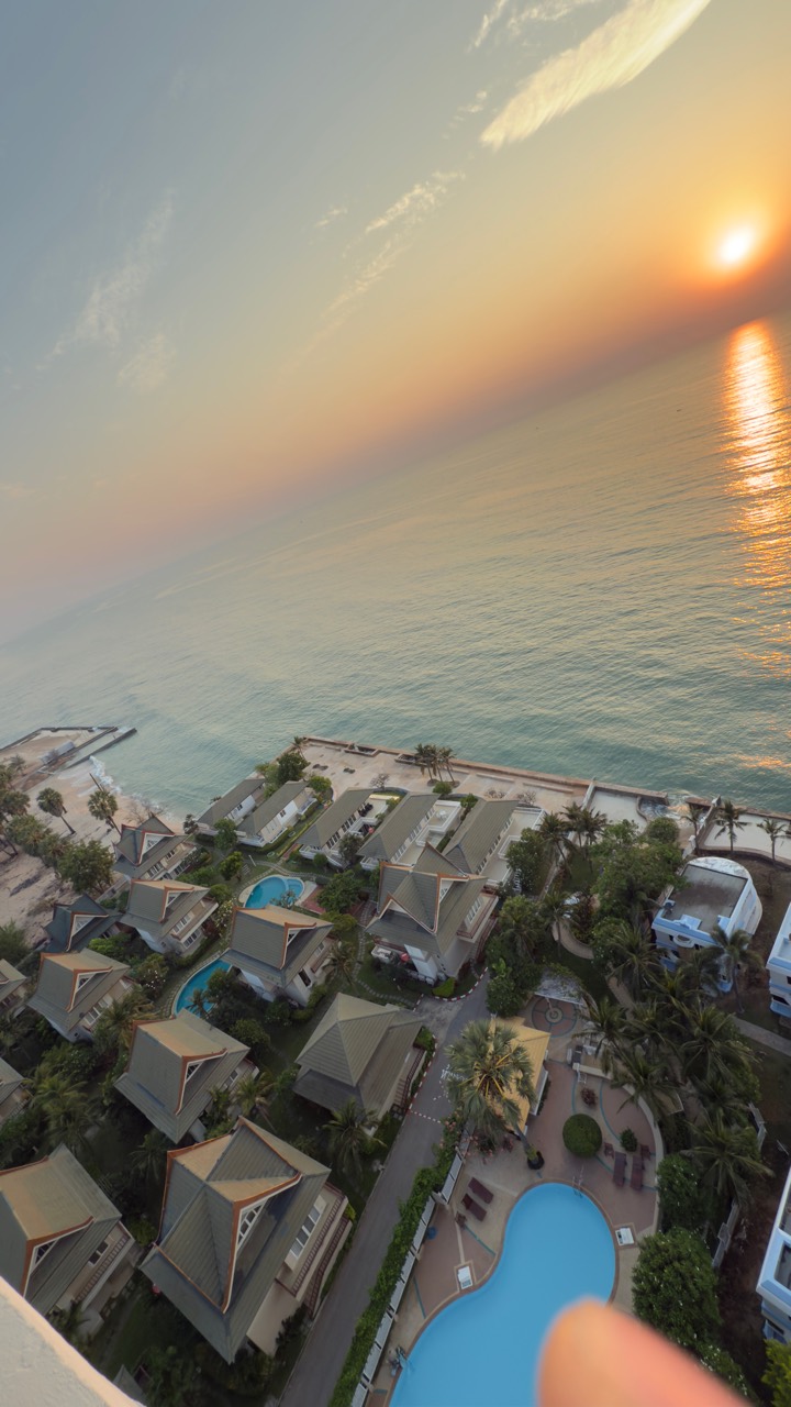 Sunrise over a seaside resort
