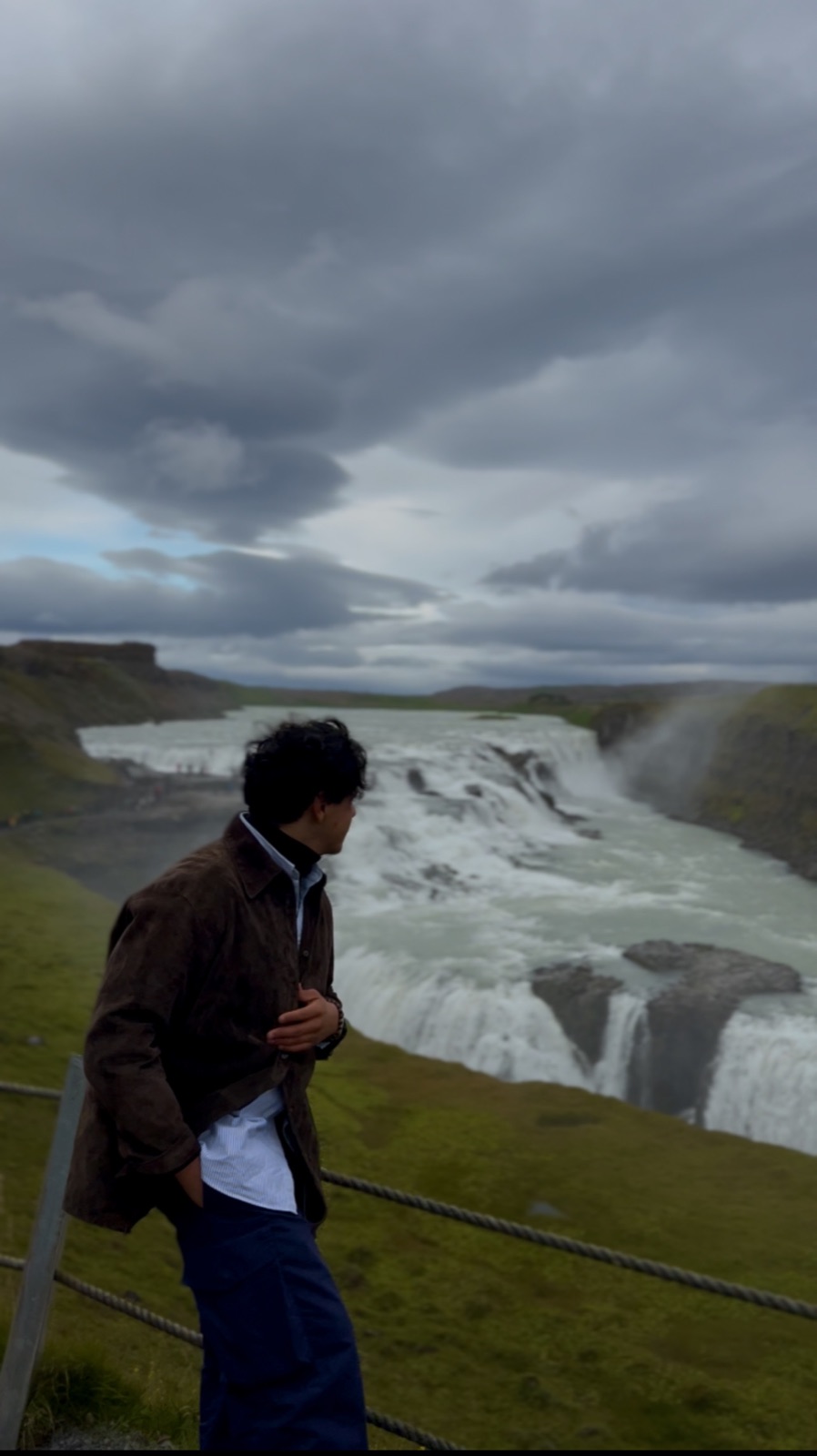 Kevin looking toward Gullfoss waterfall
